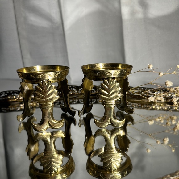 Vintage Brass Gazing Ball Stands, Set of 2 Made in India - Picture 9 of 10